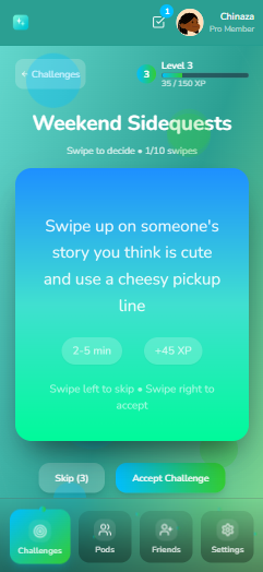 Weekend Sidequests Screen