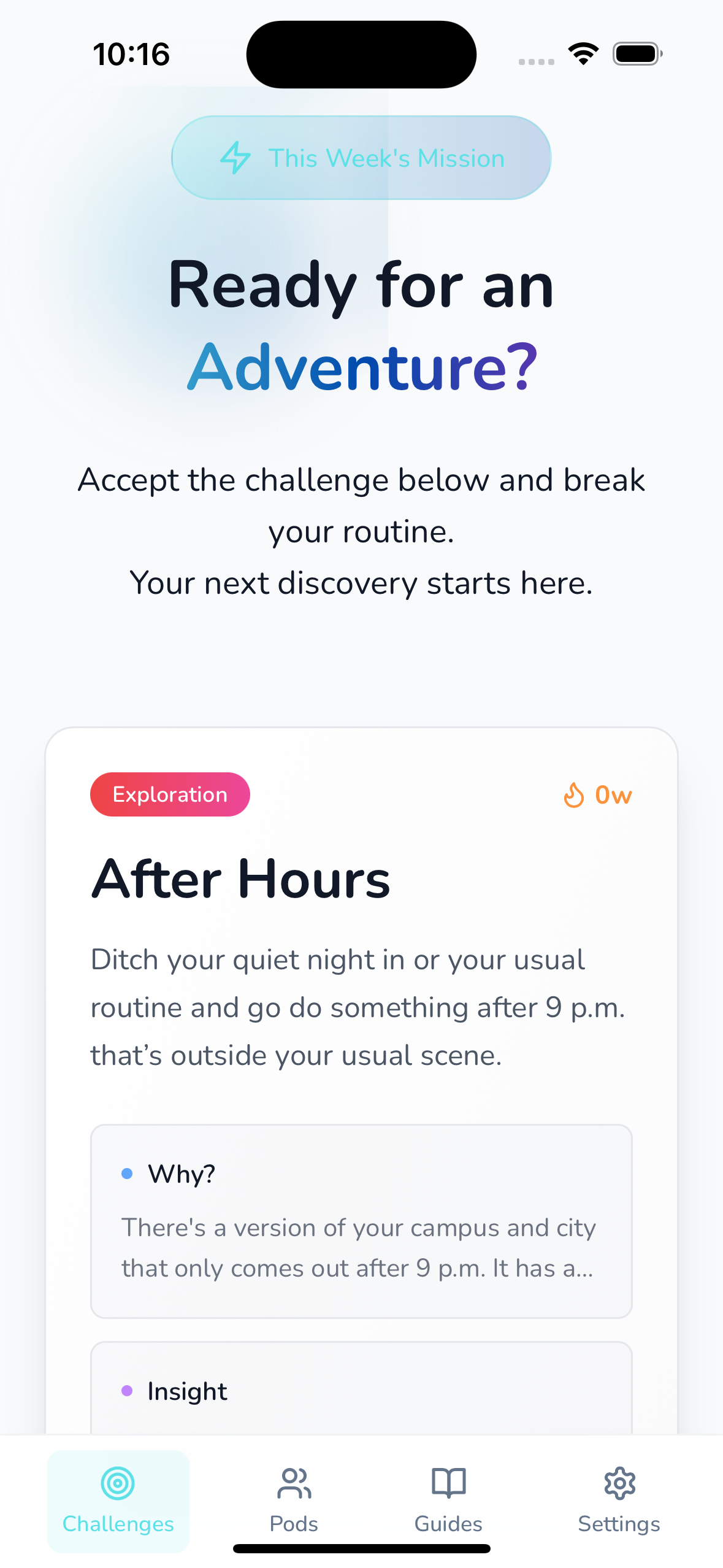 Weekly Challenges Screen